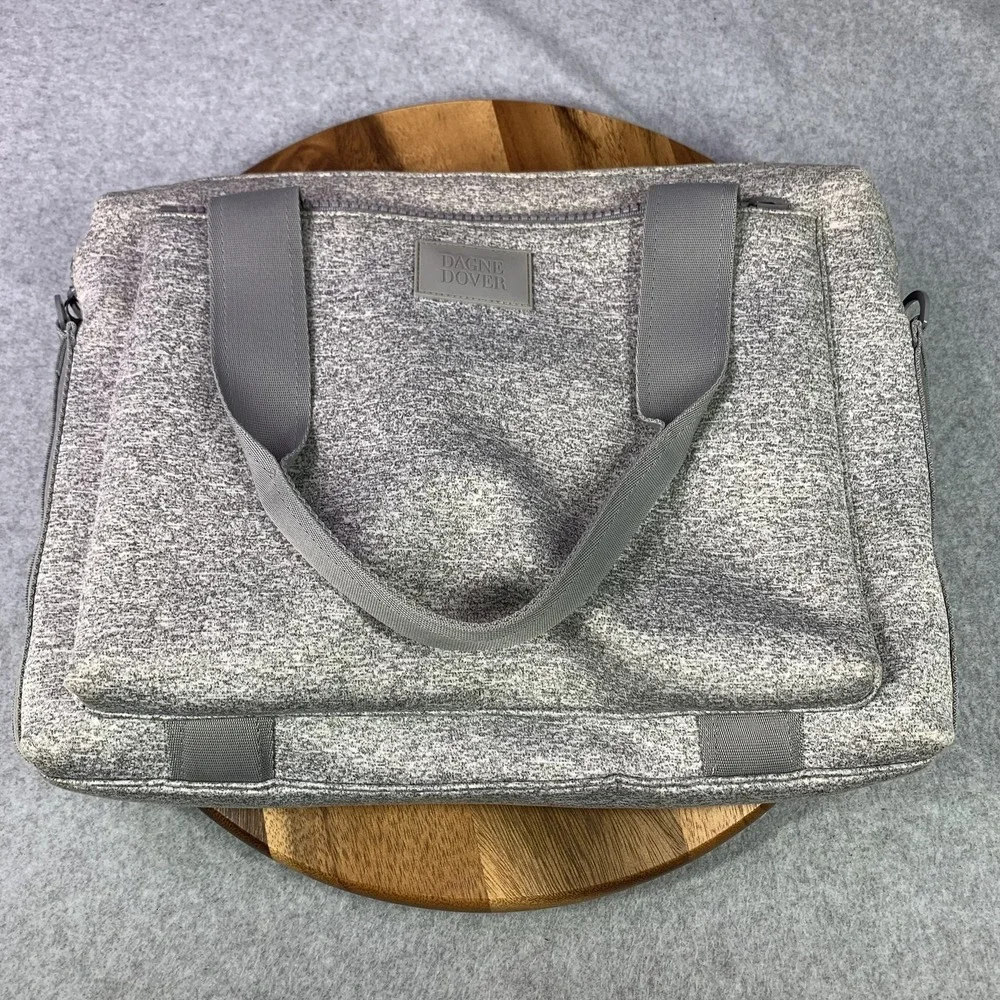 Dagne Dover Laptop Tote‎ Bag Womens Gray Neoprene Work Shoulder Crossbody Pocket